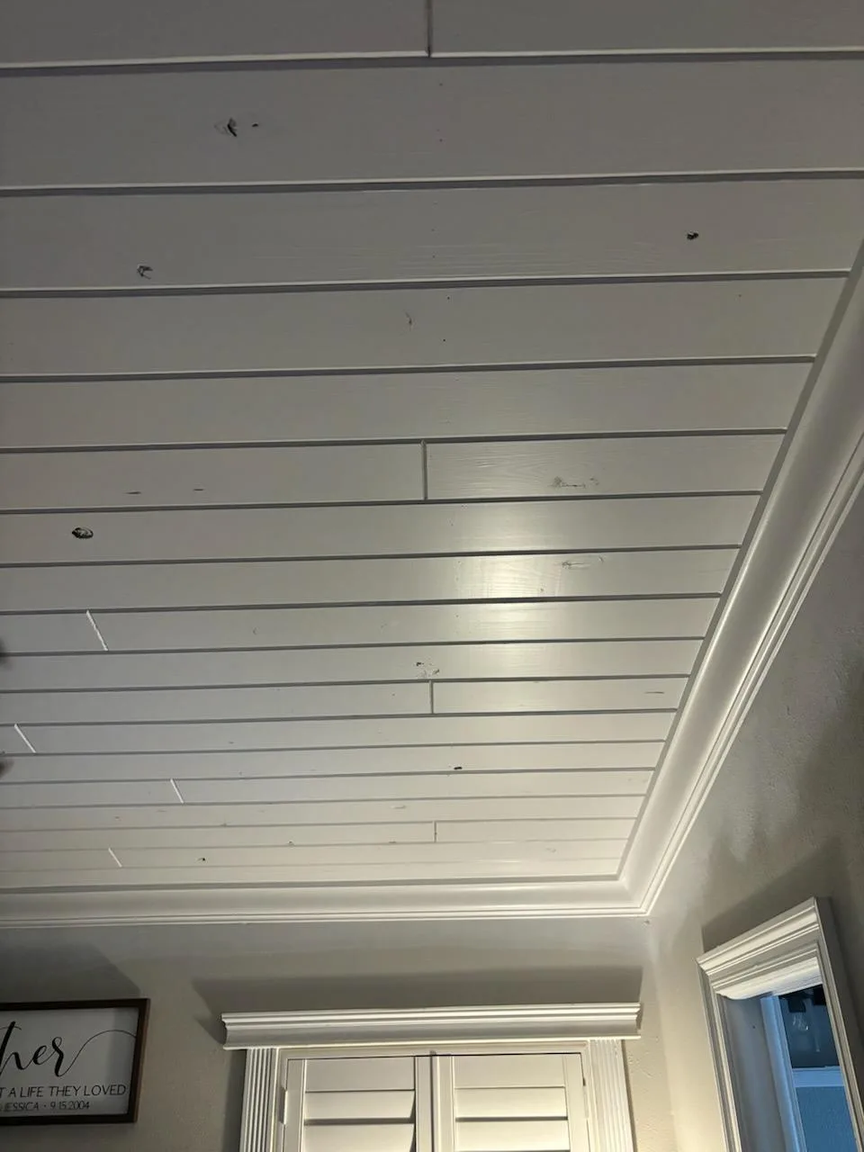 Finished ceiling after repair and paint work