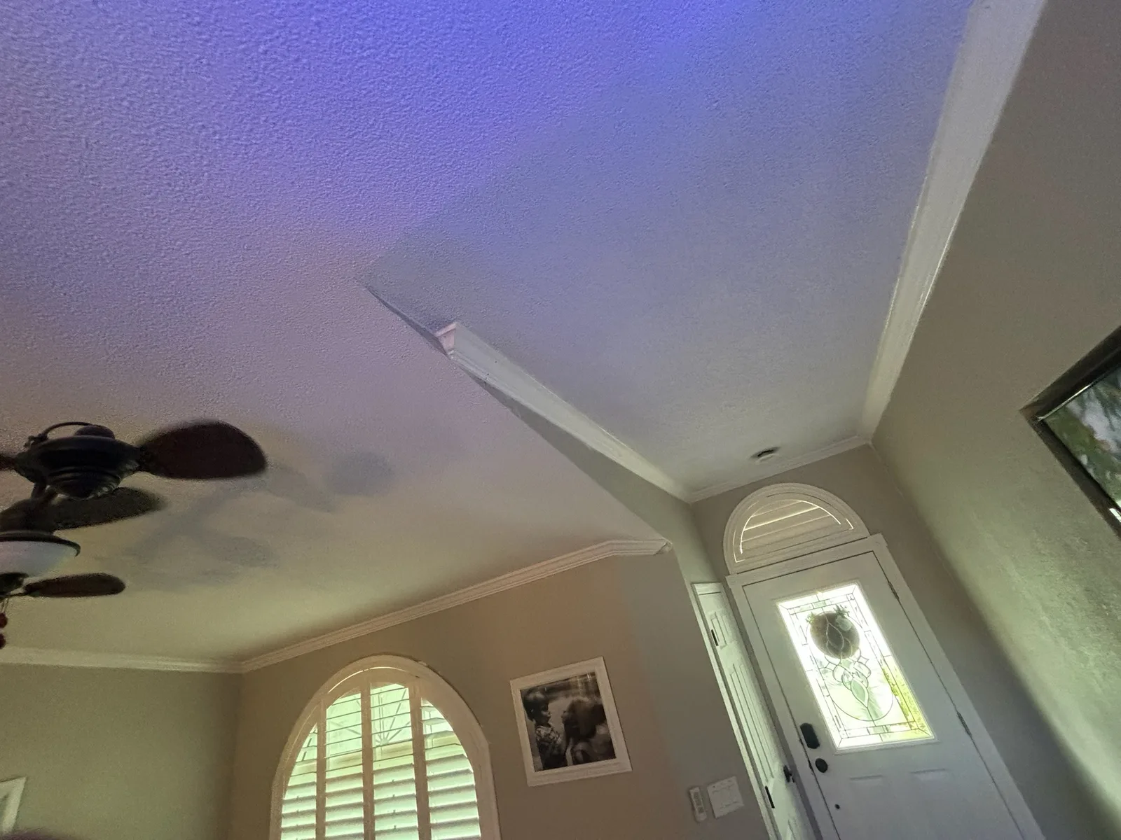 Entryway ceiling after repair work