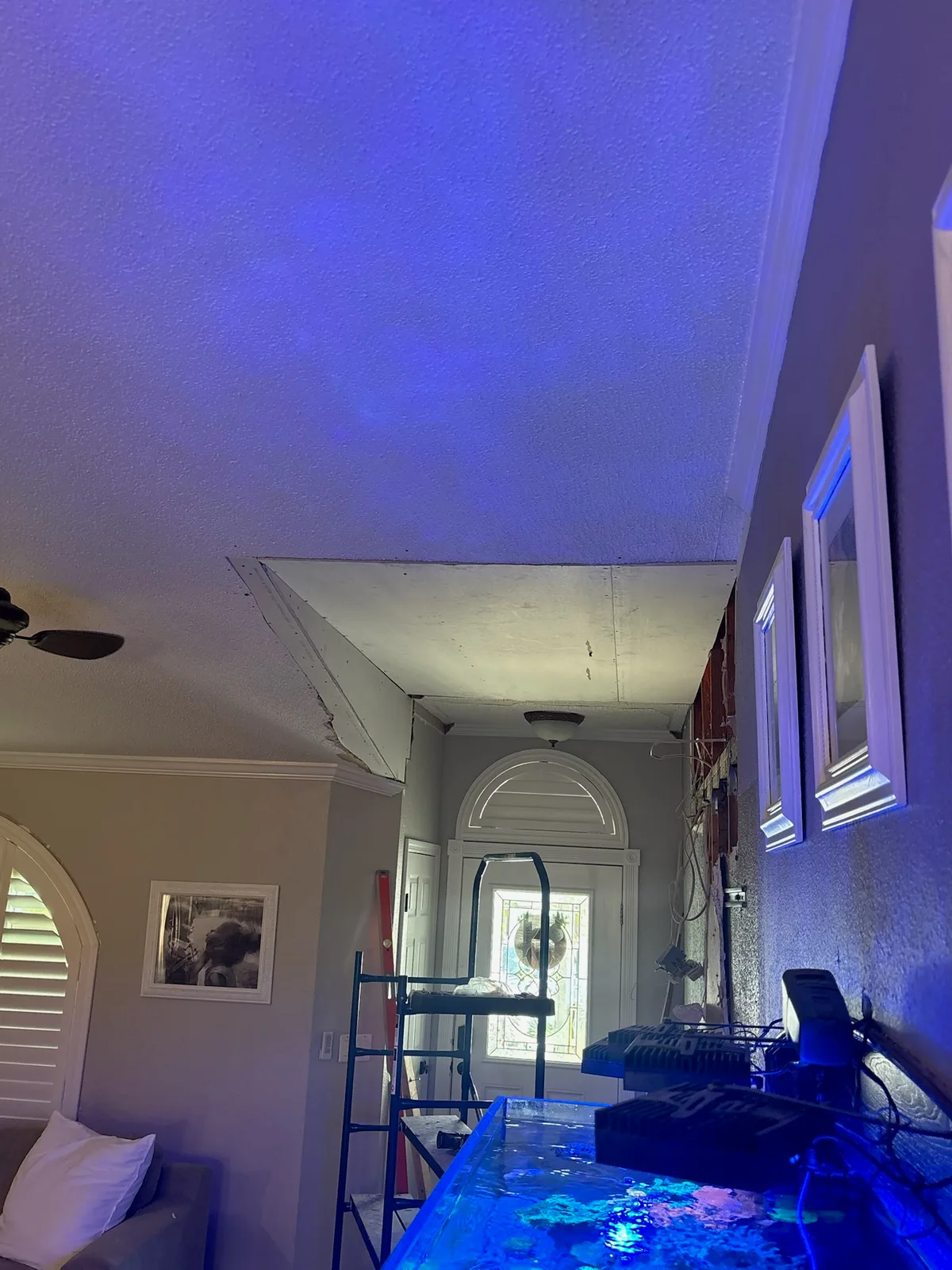 Entryway ceiling during repair work