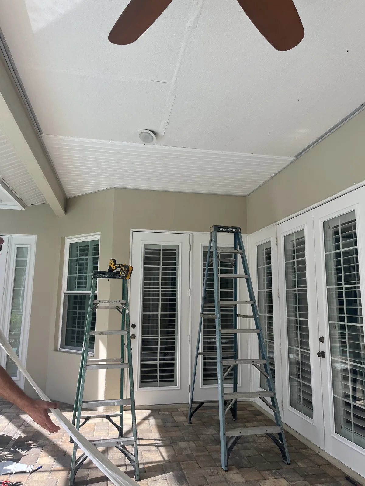 Exterior ceiling work in progress