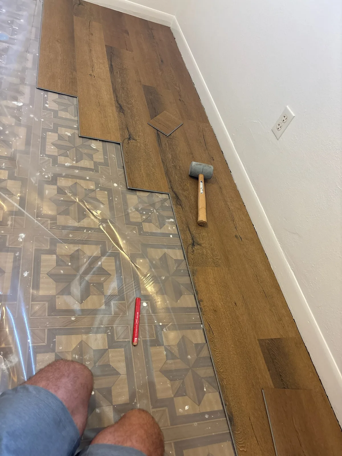 Flooring installation in progress